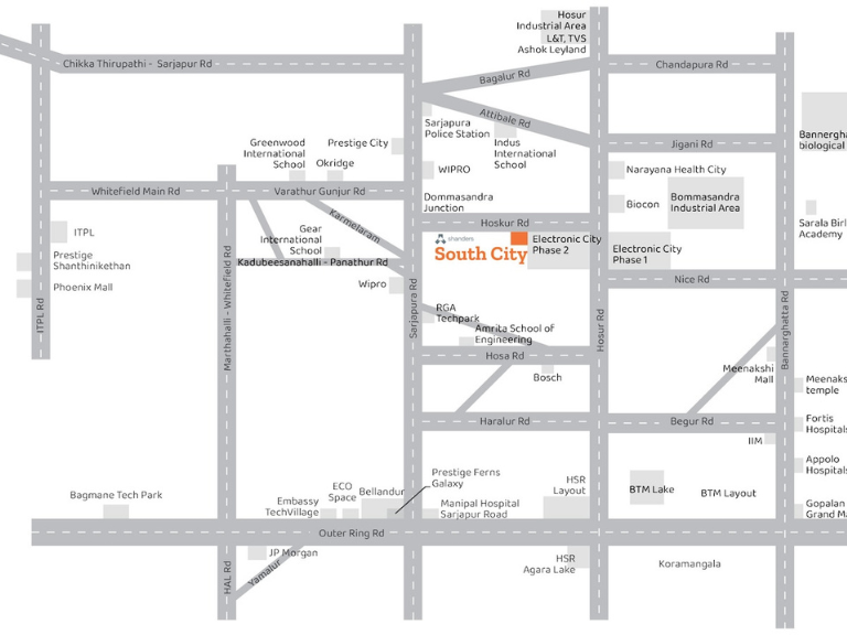 shanders south city location-map